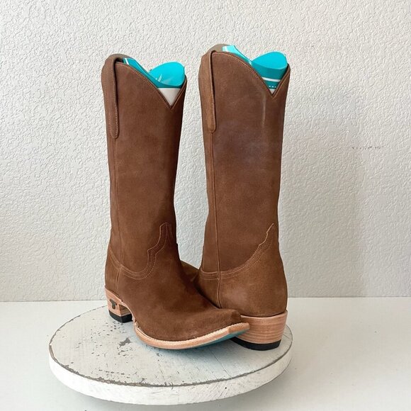 Lane EMMA JANE Womens Cowboy Boots 8.5 Toffee Suede Western Cowgirl Mid Calf - Picture 1 of 11